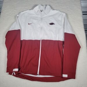 Nike Arkansas Razorbacks Full Zip Track Jacket White Red Mens Large CQ5925-100